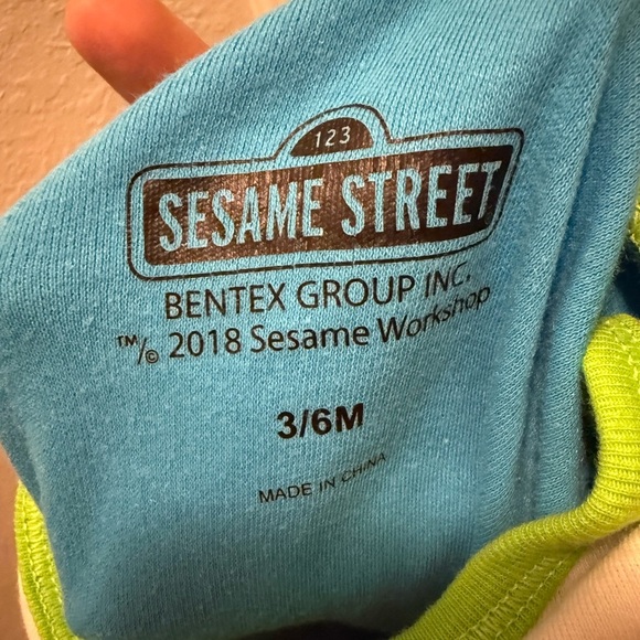 Sesame Street Blue and Green Onesie Size 3/6 Months - Picture 2 of 5